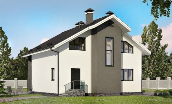 150-005-Л Проект двухэтажного дома мансардный этаж, уютный коттедж из бризолита Ухта | Проекты домов от House Expert