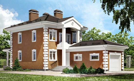 150-006-П Проект двухэтажного дома и гаражом, красивый загородный дом из блока Сыктывкар | Проекты домов от House Expert