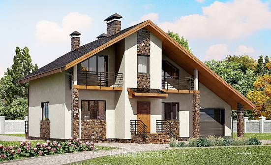 180-008-П Проект двухэтажного дома мансардный этаж и гаражом, средний дом из пеноблока Емва | Проекты домов от House Expert
