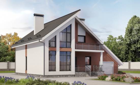 200-007-П Проект двухэтажного дома с мансардой и гаражом, классический дом из теплоблока Сосногорск | Проекты домов от House Expert