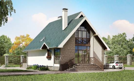 170-003-Л Проект двухэтажного дома мансардой, бюджетный домик из твинблока Сосногорск | Проекты домов от House Expert