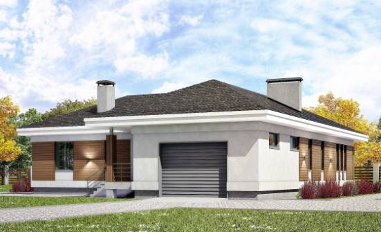 165-001-П Проект одноэтажного дома и гаражом, простой домик из теплоблока Инта | Проекты одноэтажных домов от House Expert