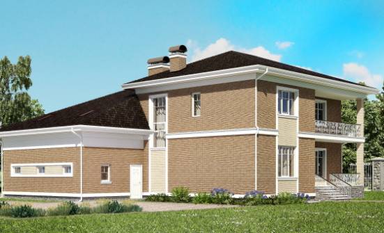 335-002-П Проект двухэтажного дома и гаражом, красивый дом из кирпича Сыктывкар | Проекты домов от House Expert