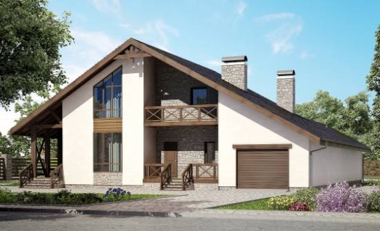 265-001-П Проект двухэтажного дома мансардный этаж и гаражом, большой домик из теплоблока Емва | Проекты домов от House Expert