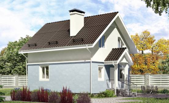 095-002-П Проект двухэтажного дома с мансардой, скромный домик из твинблока Ухта | Проекты домов от House Expert