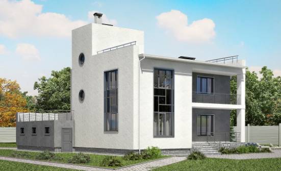255-001-П Проект двухэтажного дома и гаражом, просторный загородный дом из газобетона Усинск | Проекты домов от House Expert
