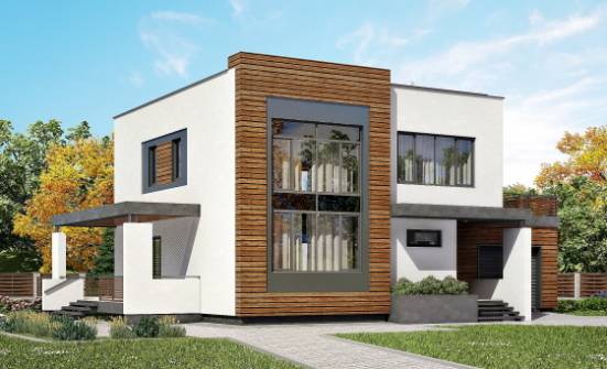 220-003-П Проект двухэтажного дома, гараж, простой загородный дом из арболита Емва | Проекты домов от House Expert