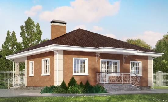 100-001-Л Проект одноэтажного дома, классический коттедж из бризолита Инта | Проекты домов от House Expert