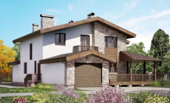 220-001-П Проект двухэтажного дома мансардой, гараж, классический коттедж из газосиликатных блоков Инта | Проекты домов от House Expert