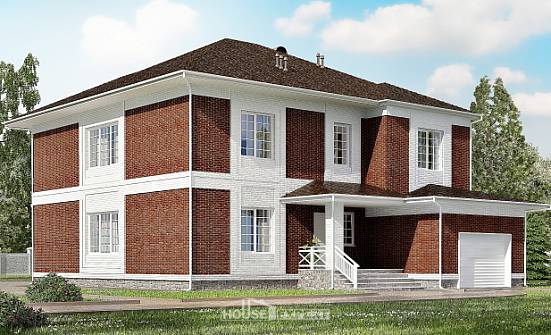 315-001-П Проект двухэтажного дома и гаражом, уютный коттедж из кирпича Инта | Проекты домов от House Expert