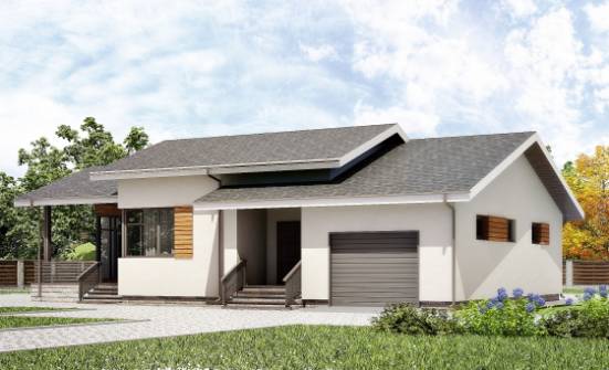 135-002-П Проект одноэтажного дома и гаражом, недорогой загородный дом из твинблока Ухта | Проекты домов от House Expert