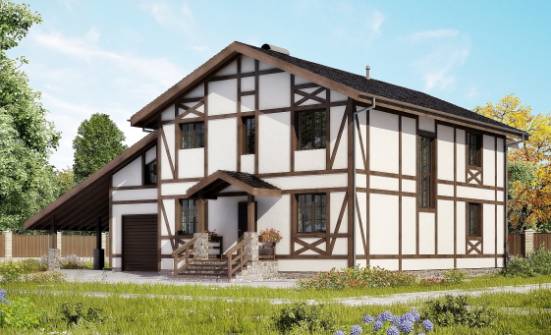 250-002-Л Проект двухэтажного дома с мансардой и гаражом, классический загородный дом из кирпича Воркута | Проекты домов от House Expert
