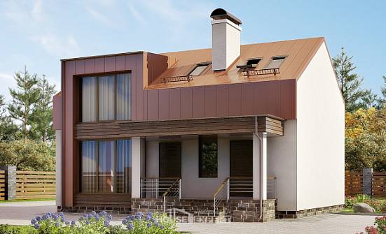 120-004-Л Проект двухэтажного дома мансардный этаж, компактный загородный дом из арболита Сосногорск | Проекты домов от House Expert