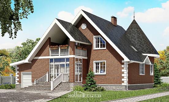 220-002-Л Проект двухэтажного дома мансардный этаж, гараж, современный домик из арболита Ухта | Проекты домов от House Expert