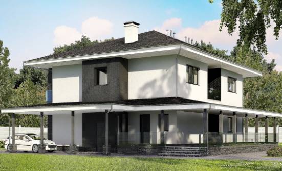 245-002-П Проект двухэтажного дома, гараж, уютный домик из арболита Усинск | Проекты домов от House Expert