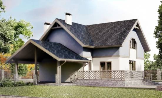 150-011-П Проект двухэтажного дома мансардой и гаражом, бюджетный коттедж из поризованных блоков Ухта | Проекты домов от House Expert