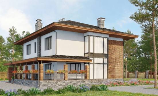 305-001-П Проект двухэтажного дома, гараж, огромный дом из бризолита Усинск | Проекты домов от House Expert