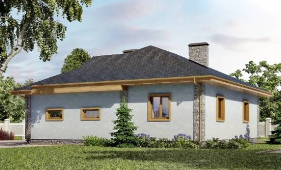 130-006-П Проект одноэтажного дома и гаражом, скромный домик из теплоблока Сосногорск | Проекты одноэтажных домов от House Expert