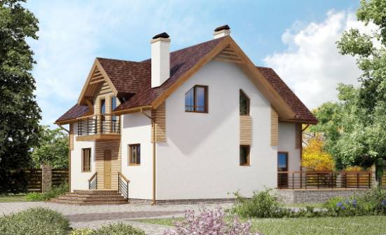 150-009-П  Проект двухэтажного дома с мансардой, бюджетный дом из пеноблока Воркута | Проекты домов от House Expert