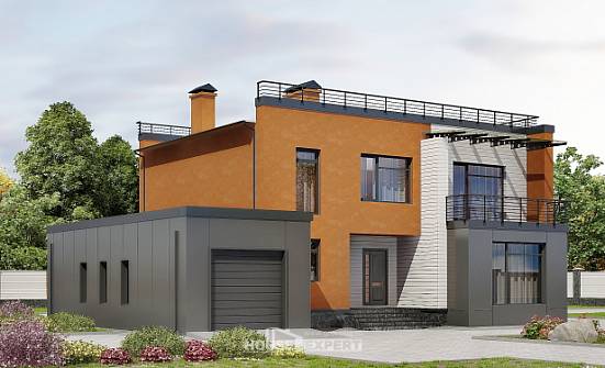 260-002-Л Проект двухэтажного дома, гараж, большой домик из теплоблока Воркута | Проекты домов от House Expert