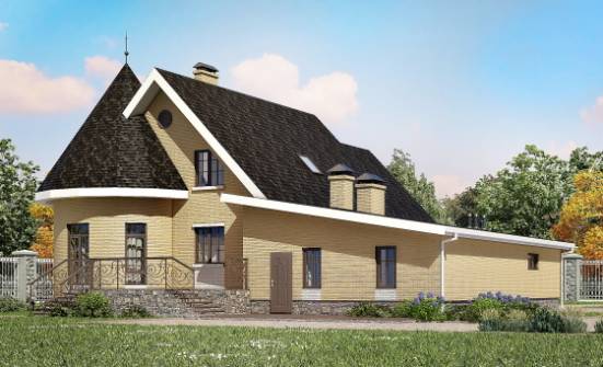 250-001-Л Проект двухэтажного дома с мансардой, гараж, простой дом из арболита Печора | Проекты домов от House Expert
