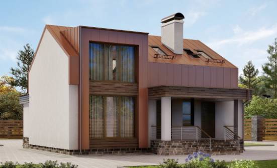 120-004-Л Проект двухэтажного дома мансардный этаж, компактный загородный дом из арболита Сосногорск | Проекты домов от House Expert