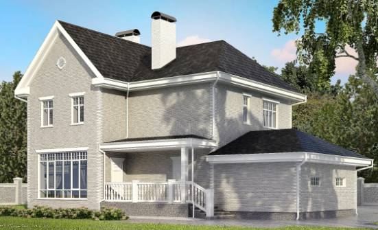 190-001-Л Проект двухэтажного дома и гаражом, просторный загородный дом из кирпича Емва | Проекты домов от House Expert