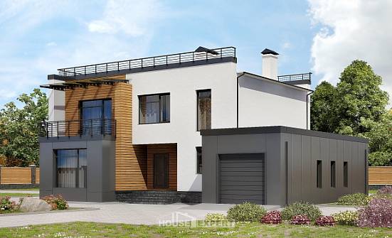 260-002-П Проект двухэтажного дома и гаражом, классический домик из газосиликатных блоков Сыктывкар | Проекты домов от House Expert
