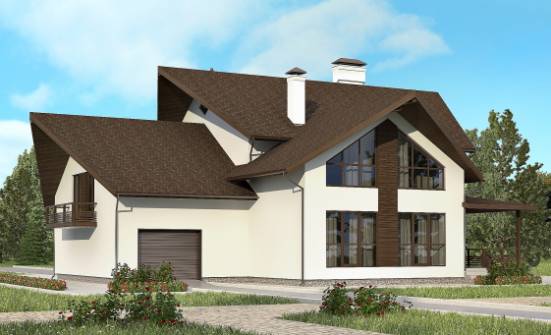 300-002-П Проект двухэтажного дома мансардный этаж, гараж, классический загородный дом из арболита Инта | Проекты домов от House Expert