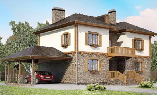 155-006-Л Проект двухэтажного дома, гараж, красивый домик из твинблока Емва | Проекты домов от House Expert