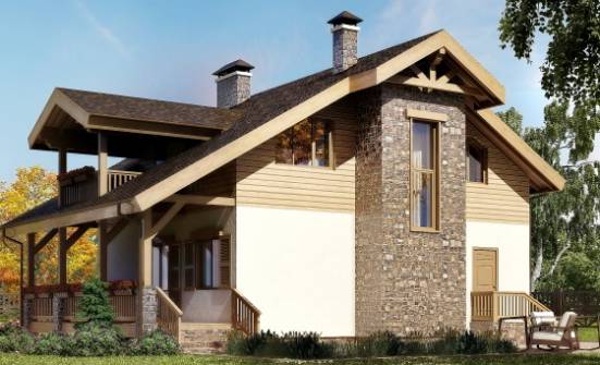 150-004-П Проект двухэтажного дома мансардный этаж, красивый загородный дом из пеноблока Сосногорск | Проекты домов от House Expert
