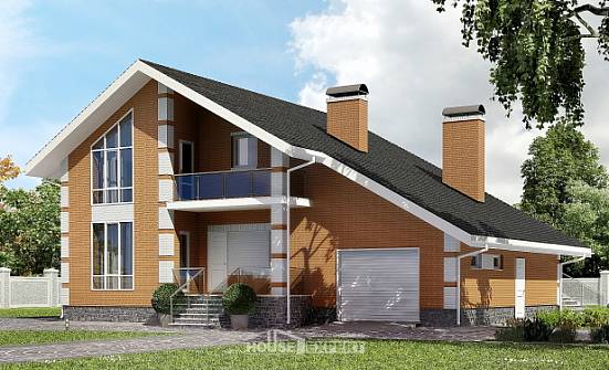 190-006-П Проект двухэтажного дома мансардный этаж и гаражом, просторный домик из газосиликатных блоков Воркута | Проекты домов от House Expert
