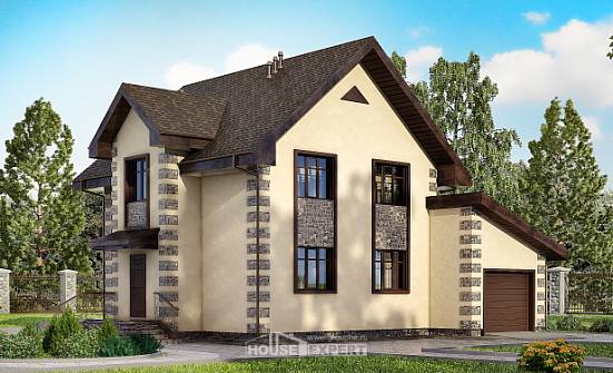 160-004-П Проект двухэтажного дома, гараж, уютный дом из арболита Инта | Проекты домов от House Expert