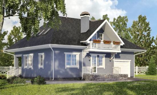 200-001-П Проект двухэтажного дома с мансардой, гараж, современный дом из пеноблока Усинск | Проекты домов от House Expert