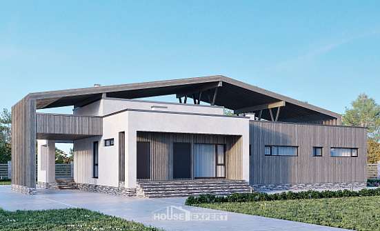 170-011-Л Проект одноэтажного дома, бюджетный загородный дом из кирпича Инта | Проекты домов от House Expert