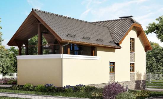 255-003-П Проект трехэтажного дома мансардой и гаражом, уютный загородный дом из пеноблока Печора | Проекты домов от House Expert
