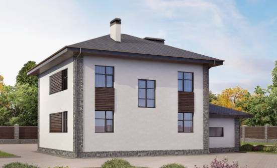 185-004-Л Проект двухэтажного дома и гаражом, простой коттедж из газосиликатных блоков Печора | Проекты домов от House Expert