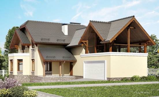 255-003-П Проект трехэтажного дома мансардой и гаражом, уютный загородный дом из пеноблока Печора | Проекты домов от House Expert