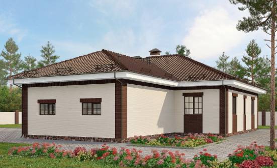 160-015-П Проект одноэтажного дома и гаражом, доступный коттедж из арболита Усинск | Проекты одноэтажных домов от House Expert