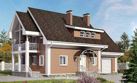 185-003-П Проект двухэтажного дома с мансардой, гараж, просторный коттедж из арболита Сыктывкар | Проекты домов от House Expert