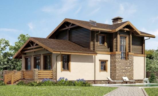 170-004-П Проект двухэтажного дома с мансардой, гараж, бюджетный коттедж из бризолита из дерева Сыктывкар | Проекты домов от House Expert
