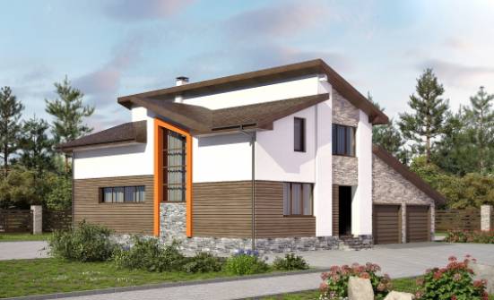 240-004-П Проект двухэтажного дома мансардой, гараж, простой загородный дом из твинблока Воркута | Проекты домов от House Expert