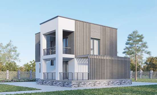 150-017-П Проект двухэтажного дома, компактный коттедж из арболита Печора | Проекты домов от House Expert
