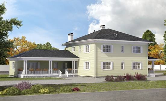 410-002-Л Проект двухэтажного дома и гаражом, уютный коттедж из твинблока Сосногорск | Проекты домов от House Expert