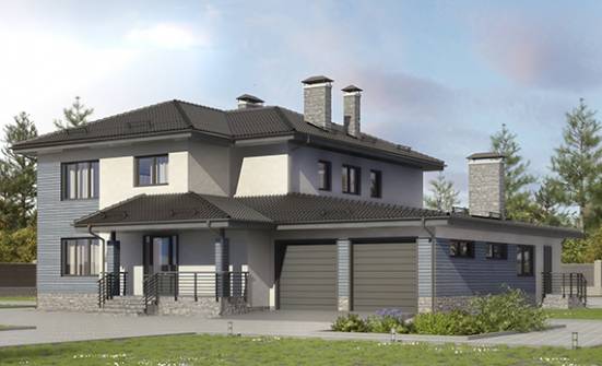 340-005-П Проект двухэтажного дома, гараж, просторный коттедж из блока Усинск | Проекты домов от House Expert