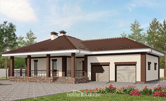 160-015-П Проект одноэтажного дома и гаражом, доступный коттедж из арболита Усинск | Проекты домов от House Expert