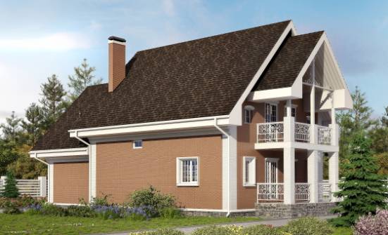 185-003-П Проект двухэтажного дома с мансардой, гараж, просторный коттедж из арболита Сыктывкар | Проекты домов от House Expert