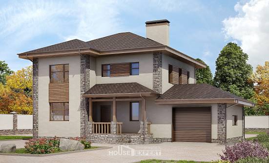 185-004-П Проект двухэтажного дома, гараж, уютный коттедж из поризованных блоков Сыктывкар | Проекты домов от House Expert