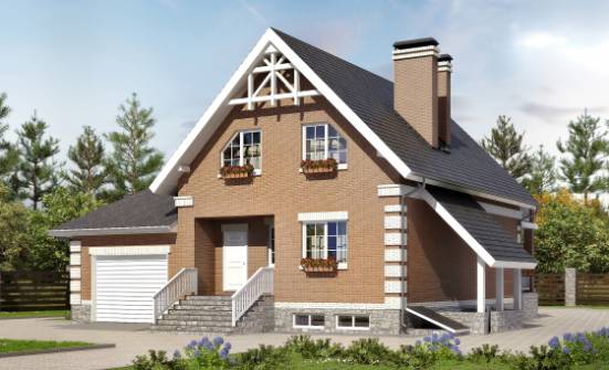 200-009-Л Проект трехэтажного дома мансардой, гараж, простой домик из арболита Усинск | Проекты домов от House Expert