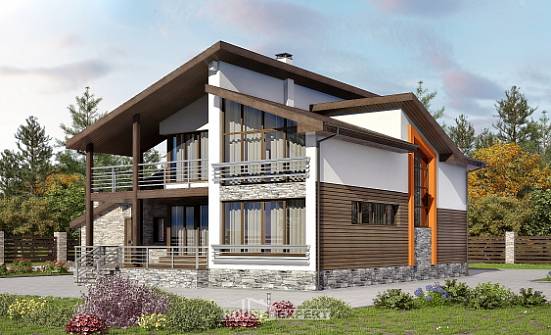 240-004-П Проект двухэтажного дома мансардой, гараж, простой загородный дом из твинблока Воркута | Проекты домов от House Expert